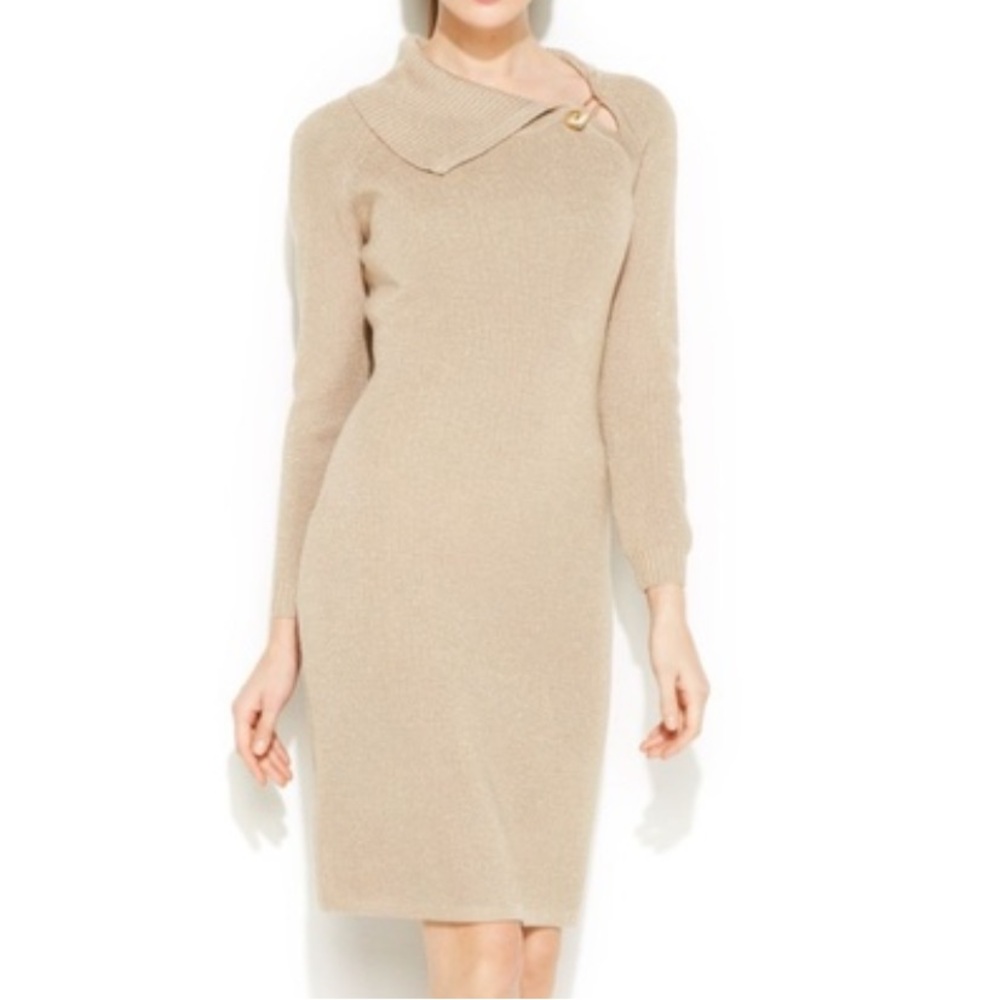 Vintage Calvin Klein Metallic Sweater Dress - Size Small